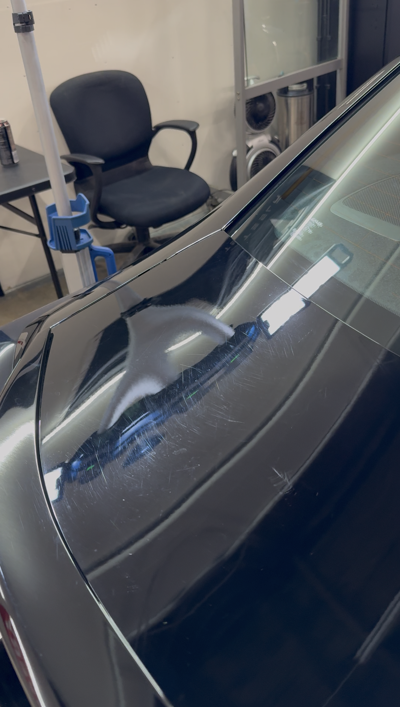 Paint swirl marks before correction DFW